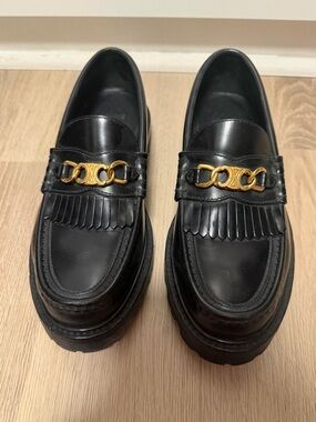 Authentic Celine Margaret Loafer with Triomphe in Polished Bull